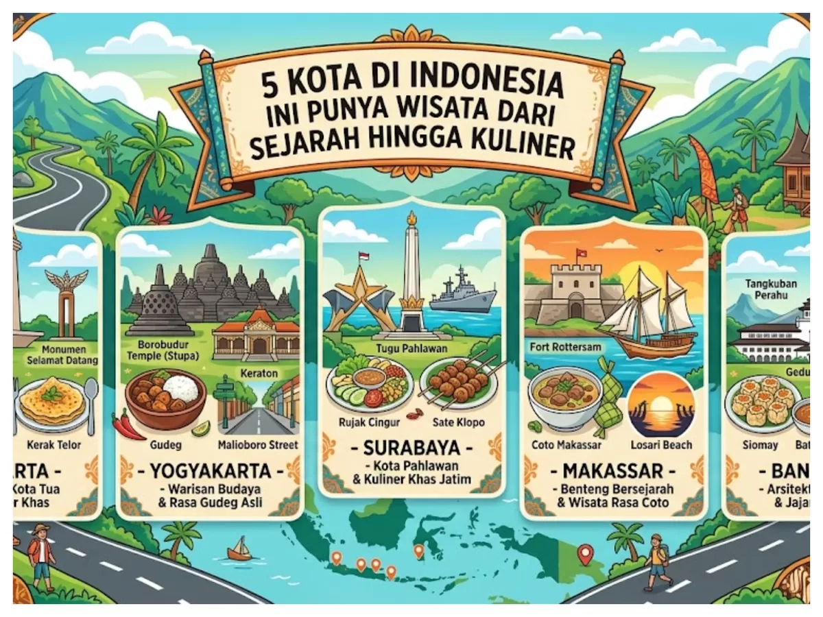 5 Kota di Indonesia Ini Punya Wisata dari Sejarah hingga Kuliner.