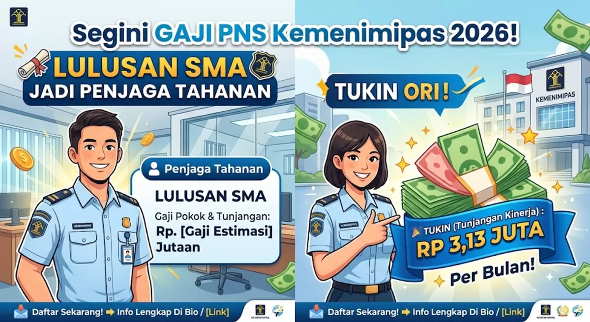 Segini Gaji PNS Kemenimipas 2026, Lulusan SMA Jadi Penjaga Tahanan Dapat Tukin Rp3,13 Juta (Foto: Ide Nusantara.com)
