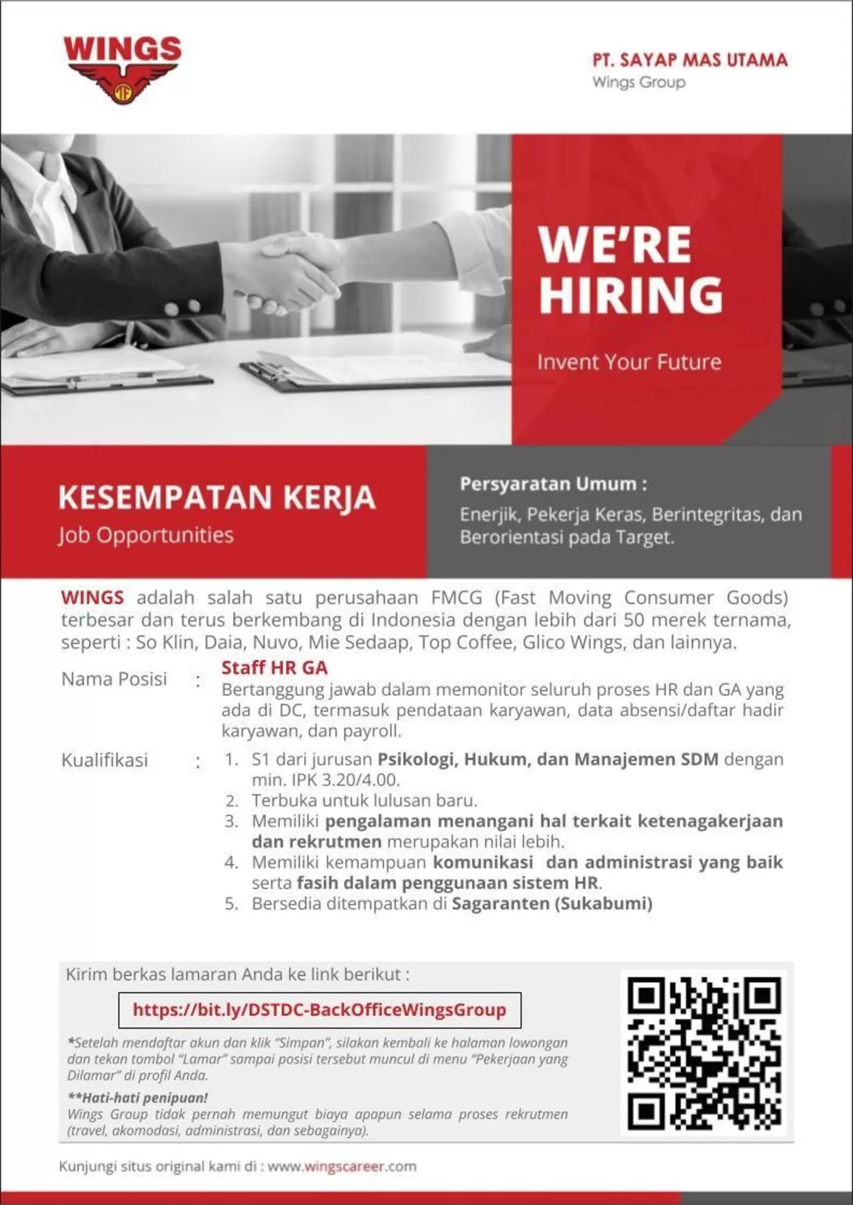 Lowongan Kerja Wings Group September 2026, Buka Posisi Staff HR GA untuk Fresh Graduate (foto ide nusantara.com)