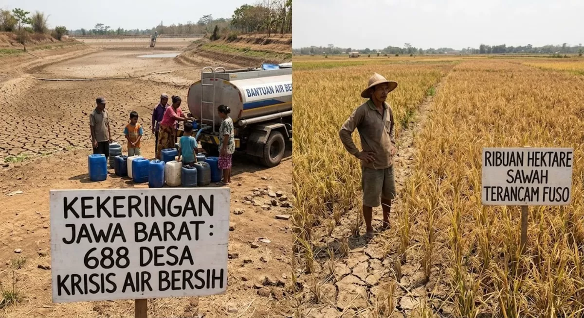 Kekeringan Jawa Barat: 688 Desa Krisis Air Bersih, Ribuan Hektare Sawah Terancam (Foto: Ide Nusantara.com)