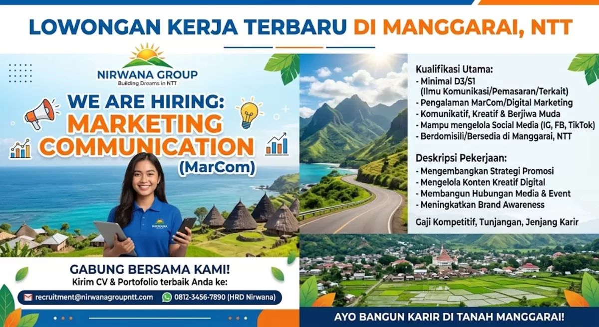 Lowongan Kerja di Manggarai NTT: Nirwana Group Buka Posisi Marketing Communication (Foto: Ide Nusantara.com)
