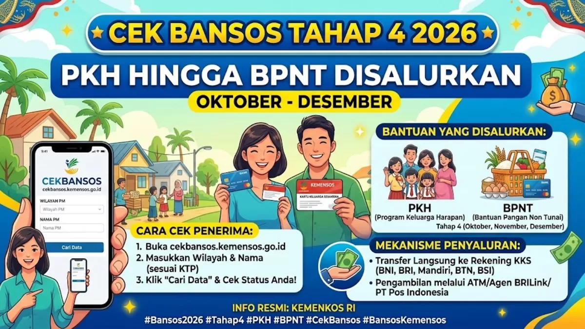 Cek Bansos Tahap 4 2026, PKH hingga BPNT Disalurkan Oktober-Desember