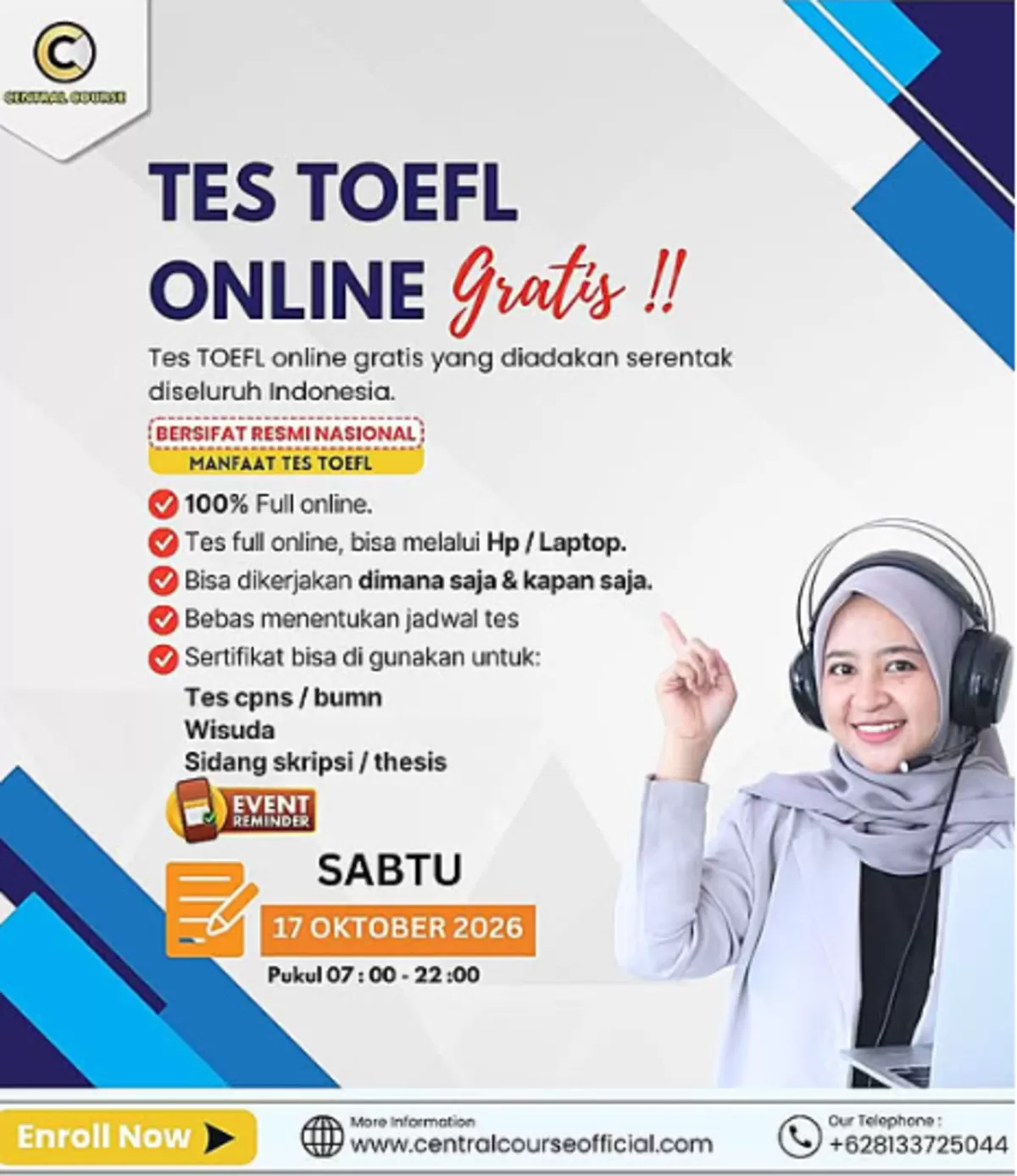 Mau Dapat Sertifikat TOEFL Resmi Tanpa Keluar Uang? Jangan Lewatkan Event Gratis Serentak Se-Indonesia Ini! (Foto: Ide Nusantara.com)