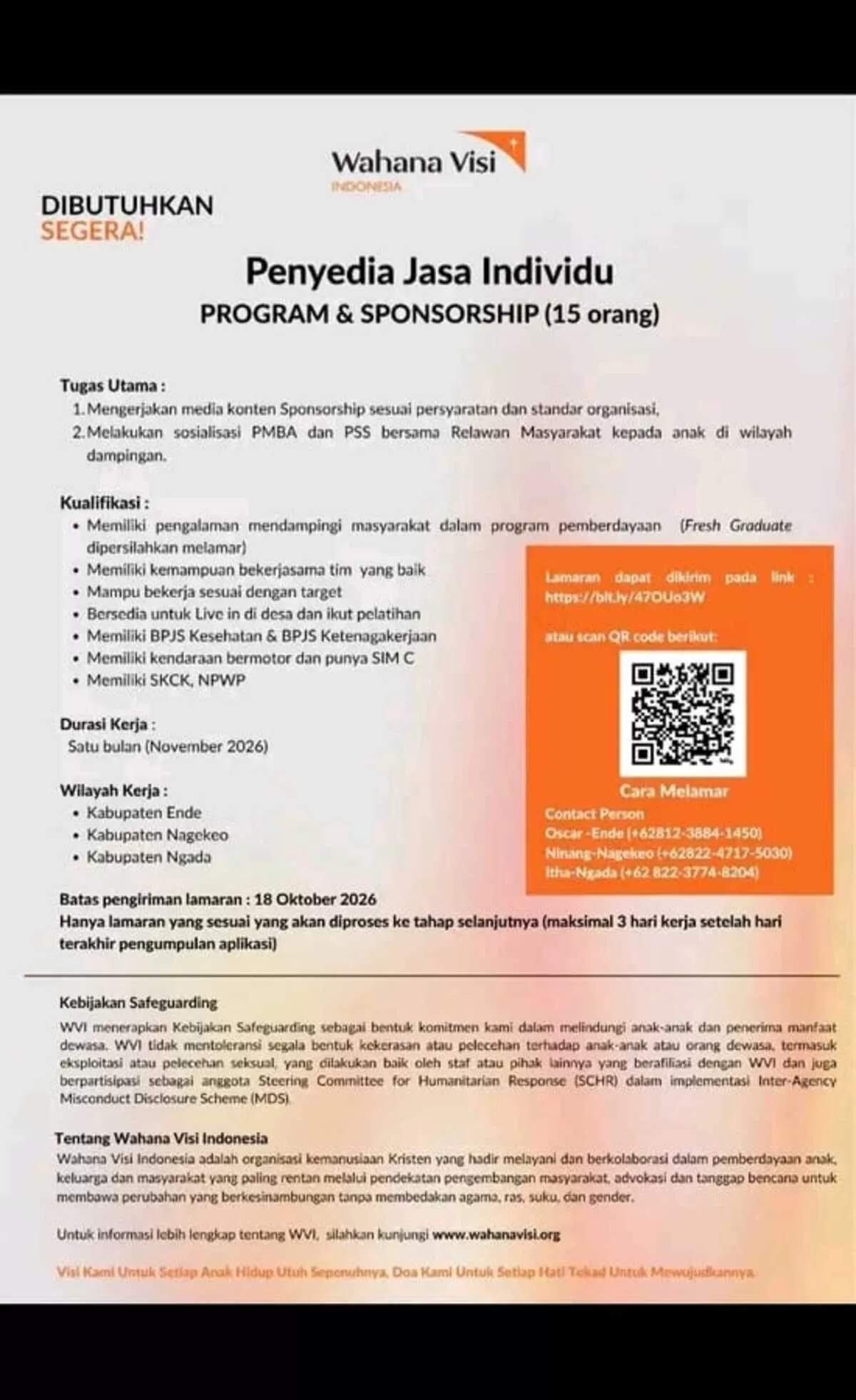 Ilustrasi: Loker di Wahana Visi Indonesia