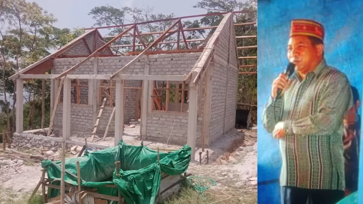 Salah satu gedung proyek revitalisasi SDI Bea Mes dan Kepsek Paulus Sadan (Kolase Foto: Ide Nusantara)