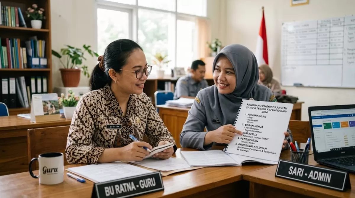 Menguraikan hal-hal yang perlu diperiksa guru dan tenaga kependidikan, mulai dari penghasilan, beban kerja, jam kerja, penempatan, hingga prosedur menyampaikan pertanyaan atau keluhan kepada instansi. (Foto: Ide Nusantara.com)