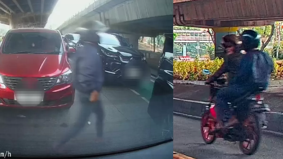 Rekaman viral aksi jambret HP di kawasan Kelapa Gading, Jakarta Utara. (Threads/aftrsv7n)