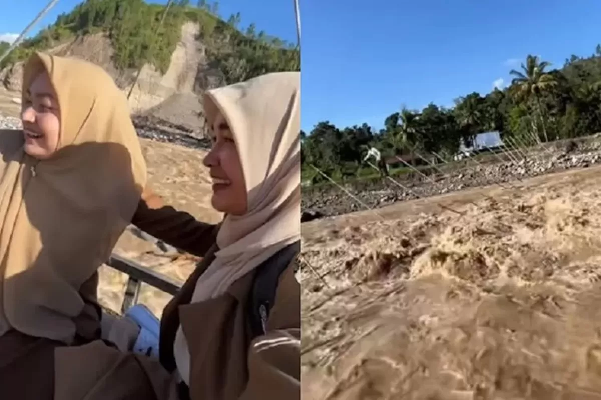 Akses Darat Masih Putus, Guru Uji Nyali Seberangi Sungai di Aceh Tengah dengan Mengandalkan Tali Sling ke Sekolah - WartaPesona.com (Lamongan Network - Jatim Network)