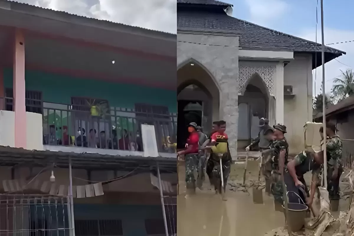 Anak-anak di Aceh Bernyanyi untuk Prajurit TNI yang Sedang Bersihkan Sekolah dari Lumpur Akibat Luapan Banjir Bandang - WartaPesona.com (Sumatera Daily)