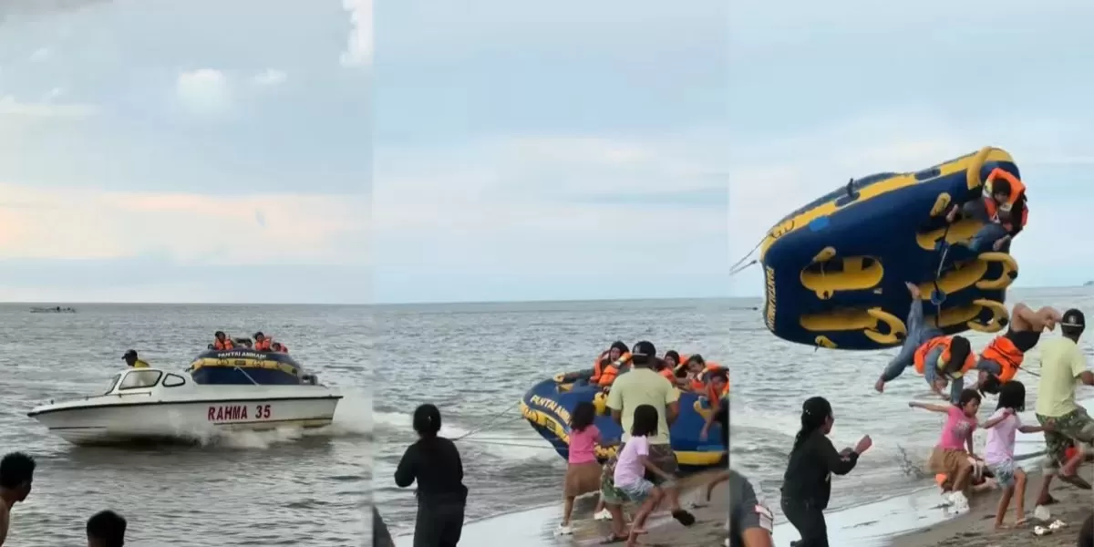 Insiden wahana air donat boat di Pantai Ammani, Pinrang, Sulawesi Selatan - WartaPesona.com (Media Priangan)