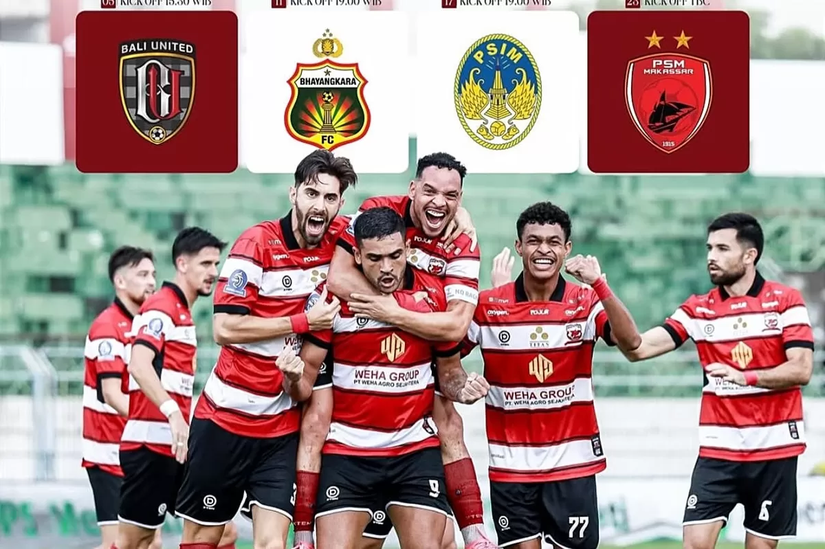 Pemain Madura United merayakan gol mereka ke gawang Bali United. (Instagram @maduraunited.fc)