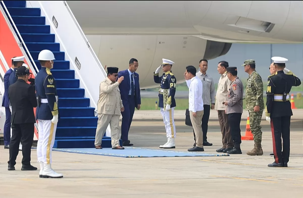 Presiden Prabowo Subanto tiba di Tanah Air setelah melawat ke Prancis. (Bakan Komunikasi Pemerintah RI)