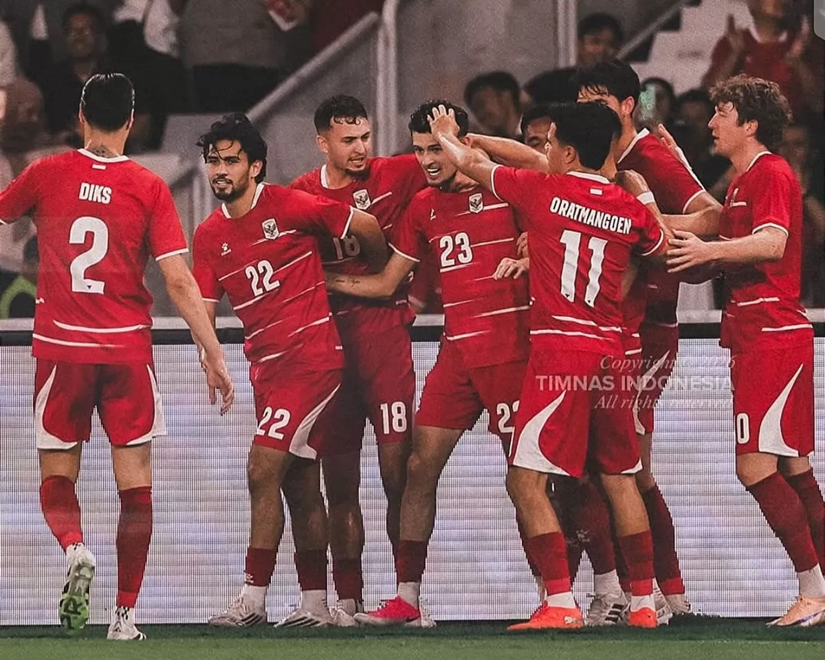Pemain Timnas Indonesia merayakan gol mereka ke gawang Oman. (Instagram @timnasindonesia)