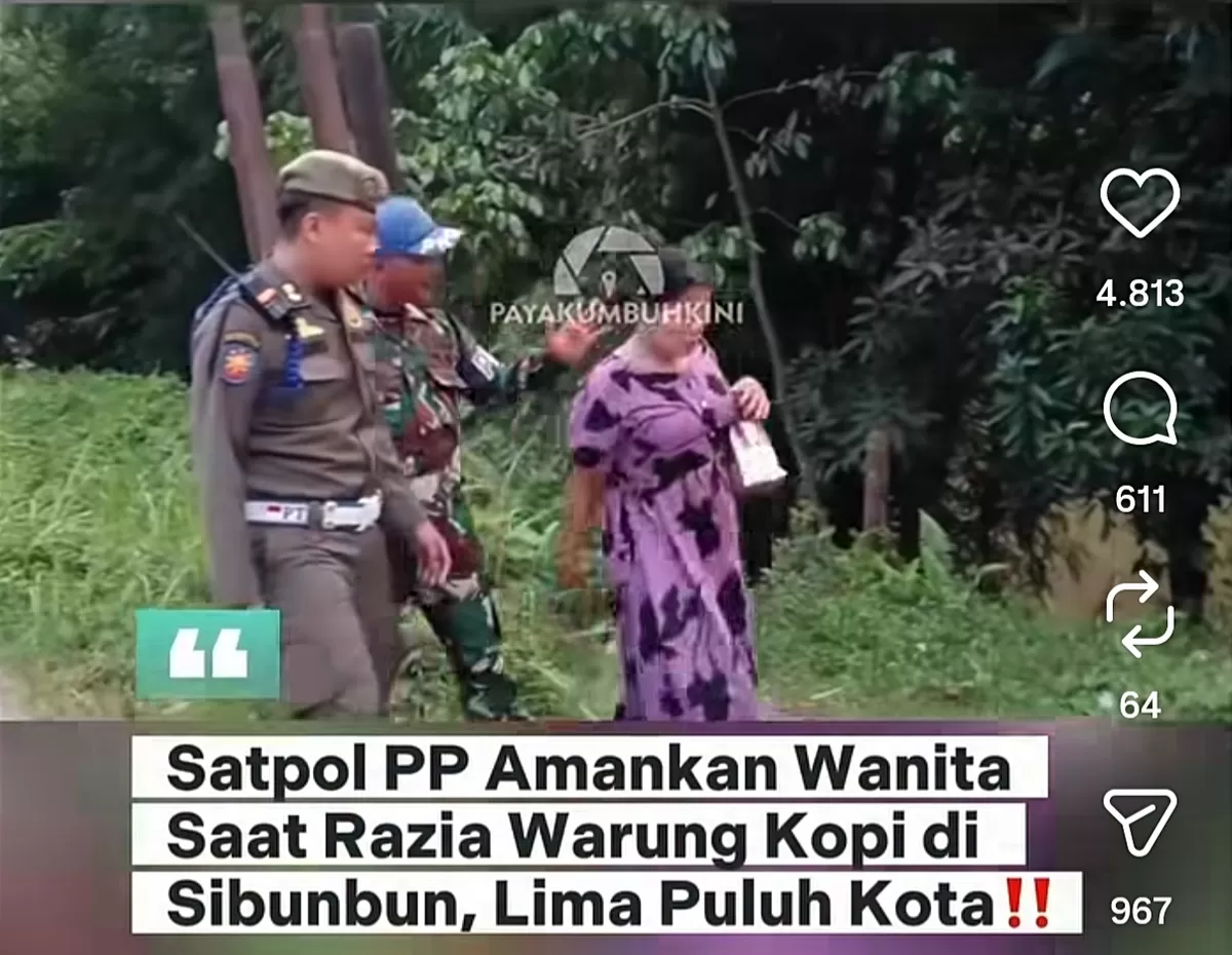 Suasana razia warung kopi remang-remang di Lima Puluh Kota. (Instagram @payakumbuhkini)