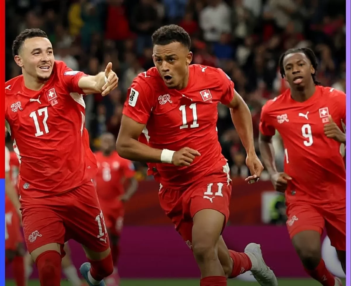 Pemain Swiss merayakan gol mereka ke gawang Aljazair. (Instagram @fifaworldcup)