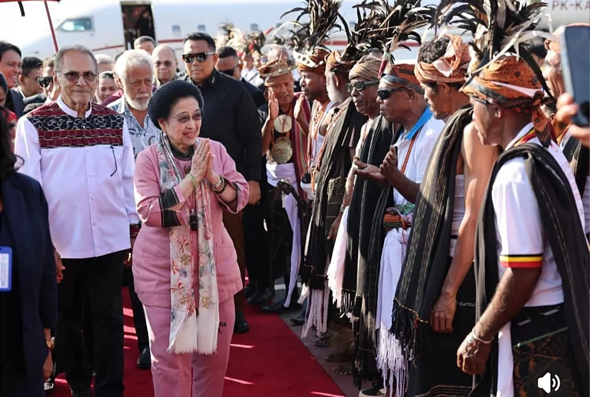 Megawati Soekarnoputri disambut meriah di Dili, Timor Leste. (IFacebook @anwar saragih)
