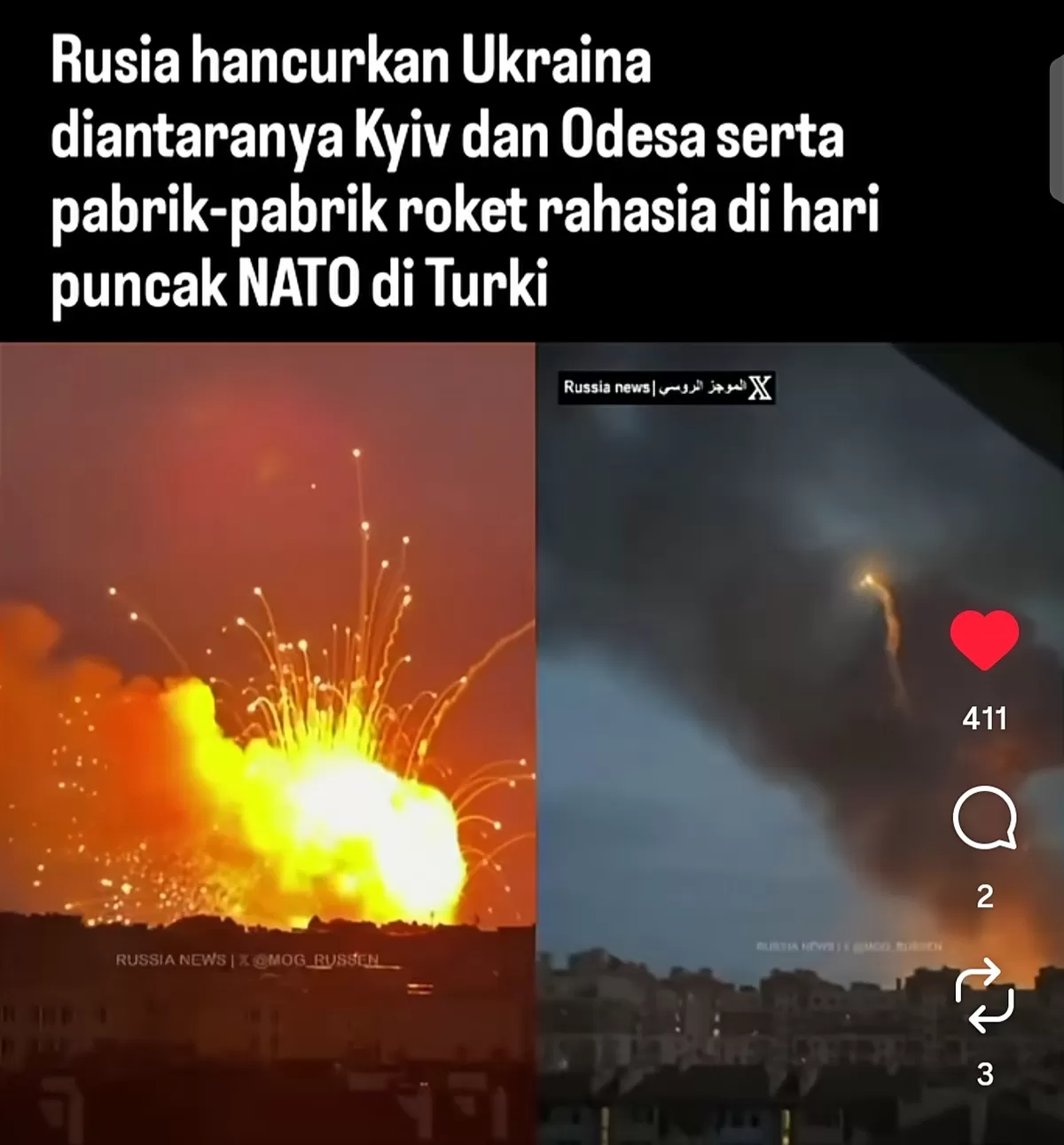 Rusia menarget pabrik senjata milik Ukraina. (Instagram @shangdic)