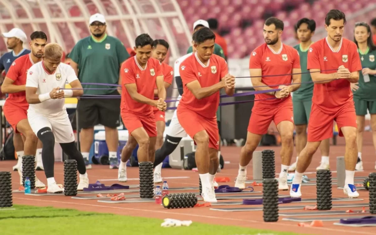 Timnas Indonesia menjelang laga Grup A ASEAN Championship 2026 di Stadion Pakansari, Bogor. (ASEAN United FC)