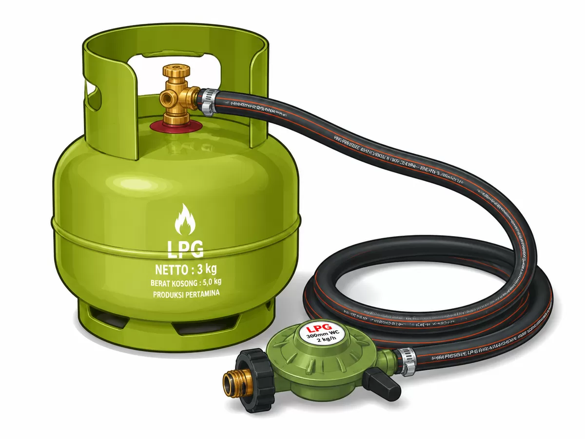 Masyarakat perlu mengenali tanda kebocoran gas LPG dan mengetahui langkah aman untuk mencegah risiko kebakaran maupun ledakan. Gambar ilustrasi dibuatkan AI (Artea.ai)