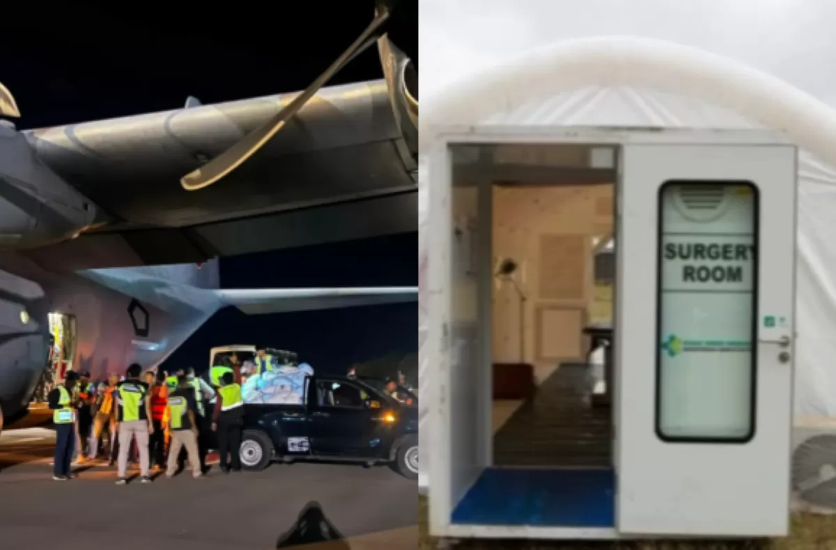 Pemerintah membangun RS lapangan di Stadion Golo Dukal, Kabupaten Manggarai, dan mengerahkan armada pesawat TNI AU untuk mengirim bantuan logistik ke wilayah terdampak gempa NTT. ((Threads/lintaskanal/militer.udara))