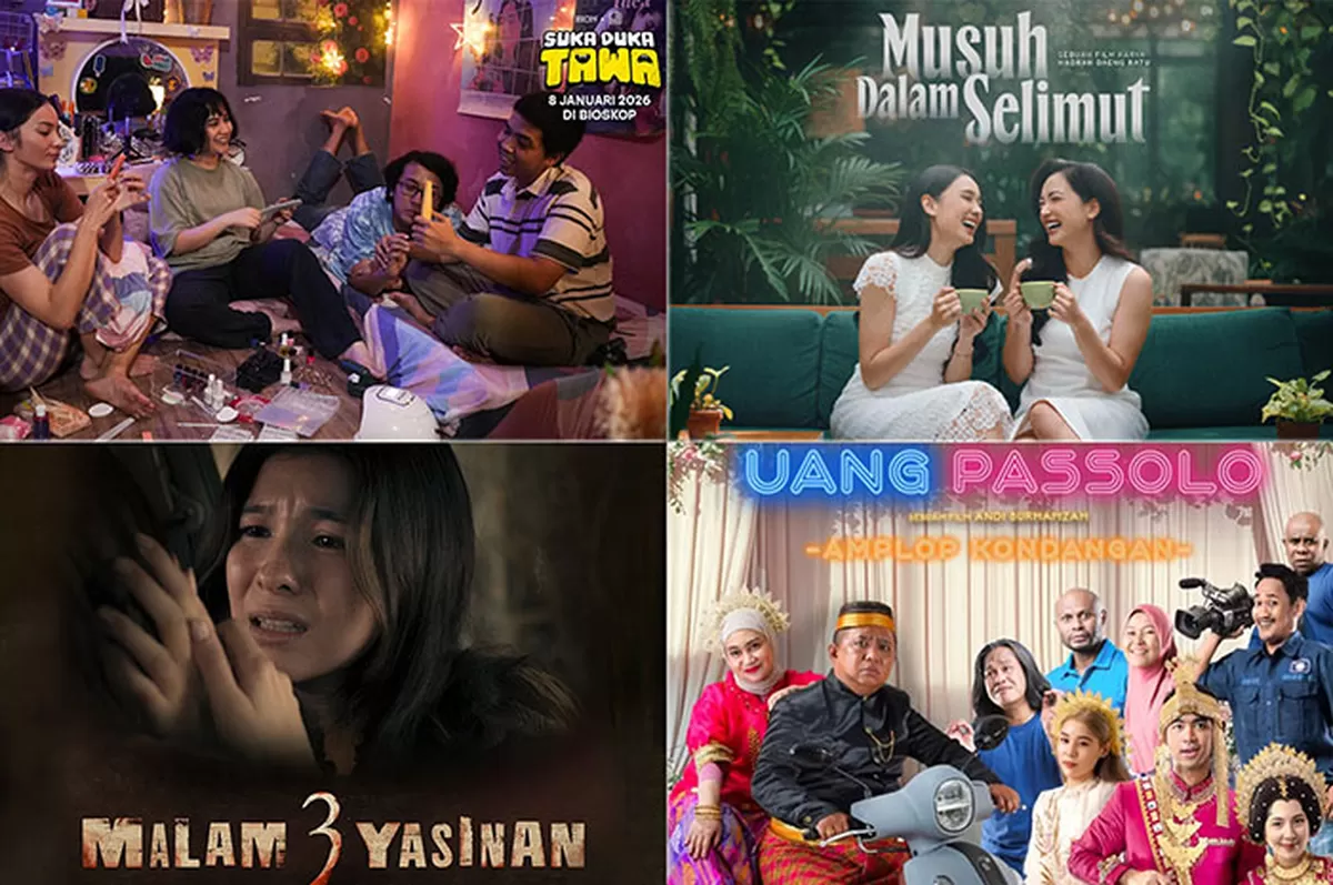 Deretan Film Indonesia tayang serentak 8 Januari 2026, menghadirkan kisah keluarga, cinta, horor, dan kritik sosial di Bioskop Indonesia. (Dok. IMDb)