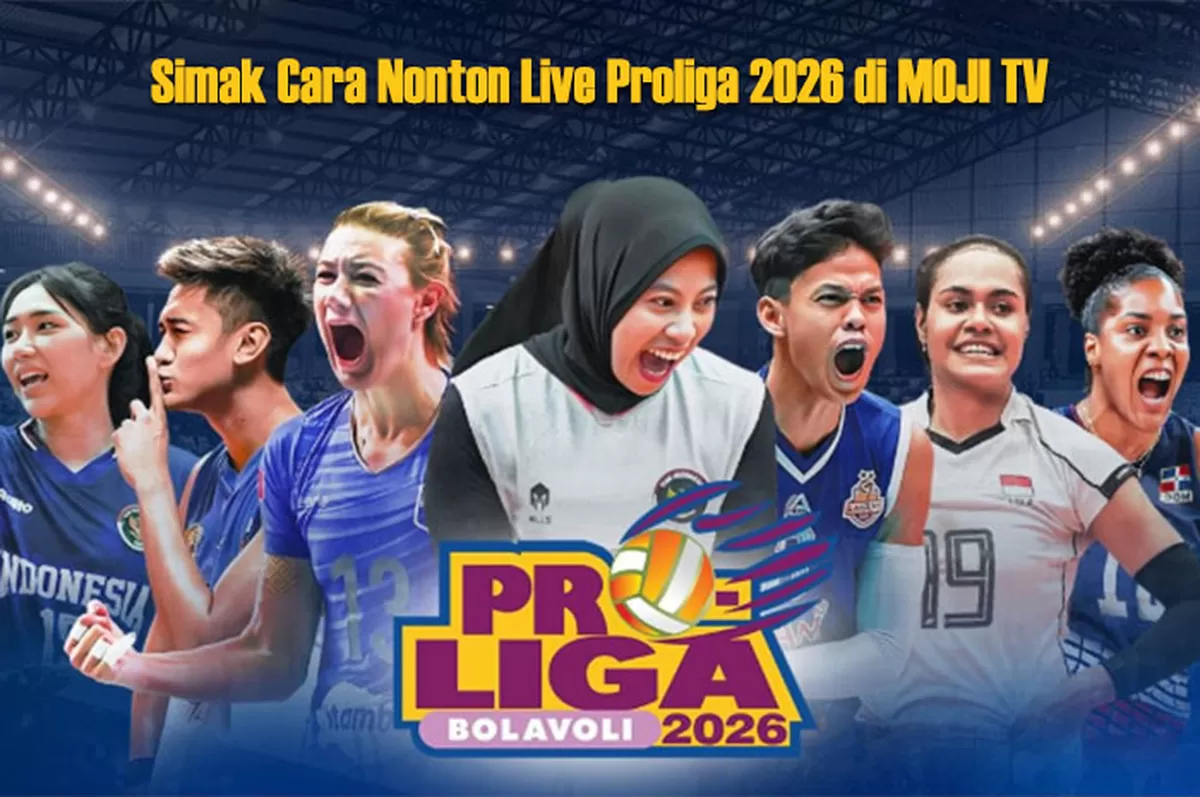 Informasi cara nonton siaran langsung Proliga 2026 di MOJI TV membuat penggemar voli bisa menikmati setiap laga dengan praktis dan fleksibel.   (Dok. Moji TV)