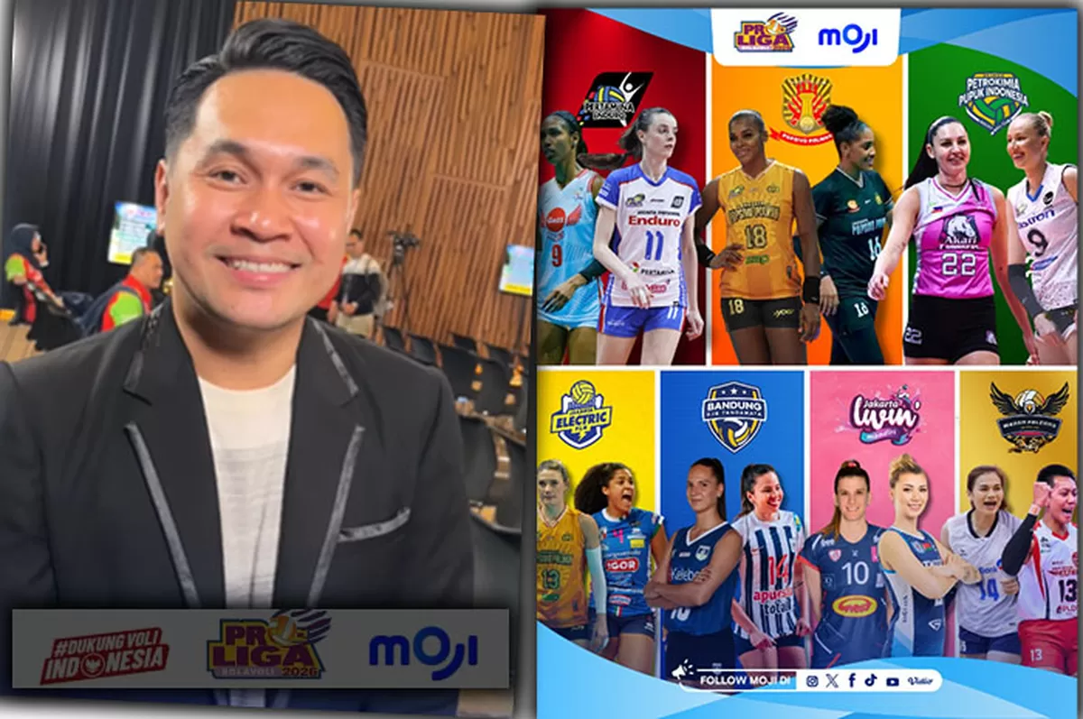 Proliga 2026 tayang eksklusif di Moji TV. Rama Sugianto kembali hadir sebagai Host Moji TV sepanjang musim kompetisi. (Dok. Moji TV)