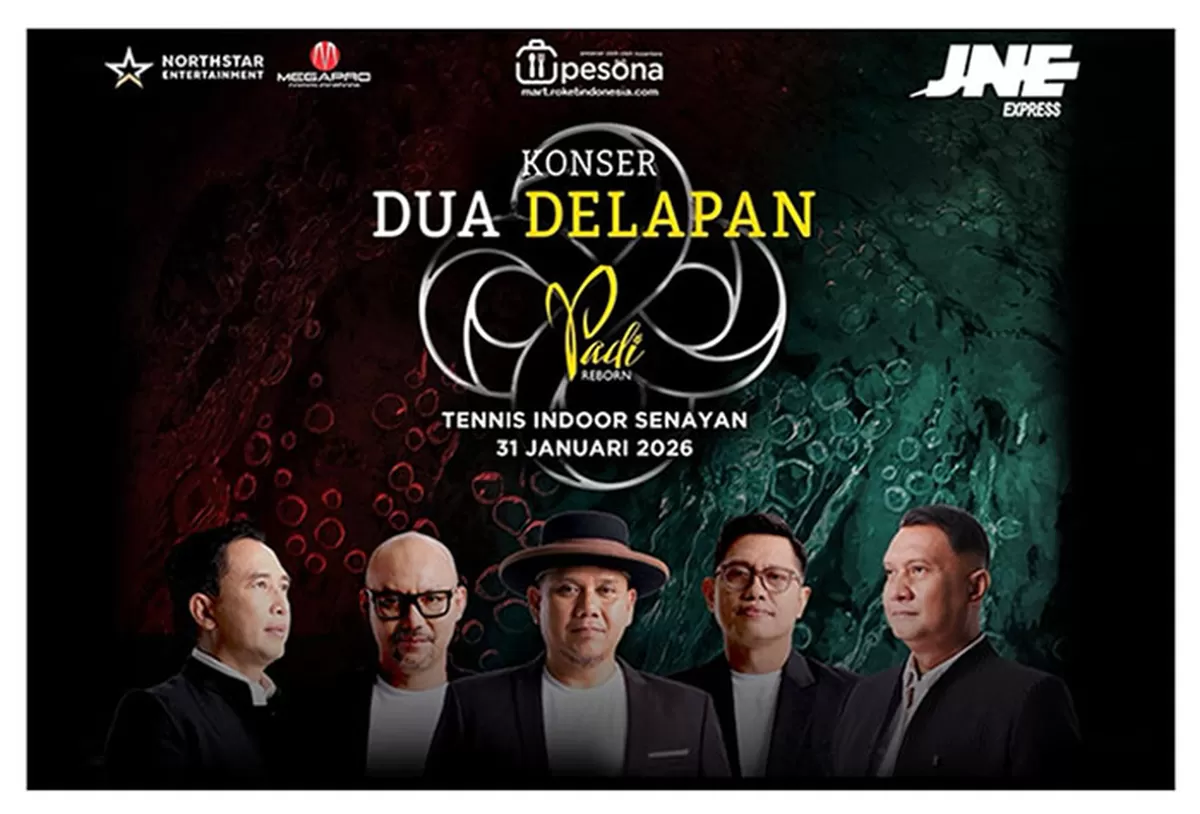 JNE resmi menjadi Official Logistics Partner Konser Dua Delapan Padi Reborn yang digelar di Tennis Indoor Senayan pada 31 Januari 2026. (Instagram/padiband)