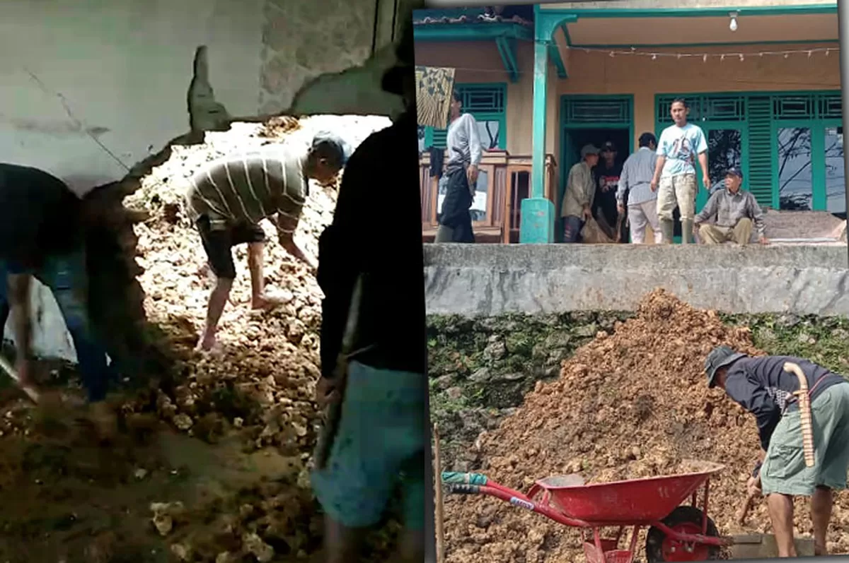 Material longsoran menimpa satu unit rumah milik Iwan warga Kampung Cibuntu, RT 25 RW 12, Desa Karyabakti, Kecamatan Parungponteng, Kabupaten Tasikmalaya. (Dok. DFK)
