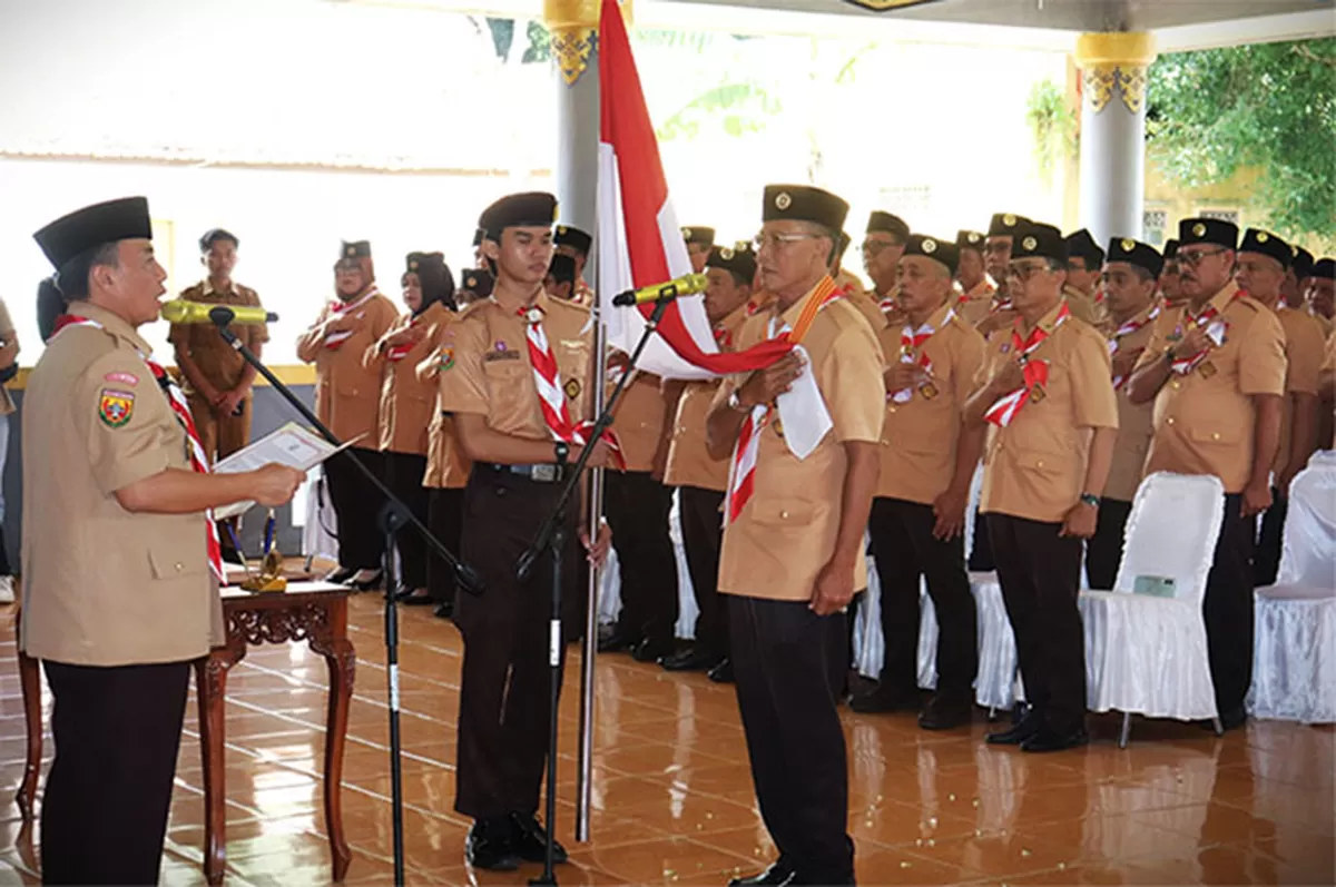 Pelantikan Ketua Mabicab Gerakan Pramuka Ciamis 2025&ndash;2030 dipimpin Kwarda Jabar, Herdiat Sunarya tekankan peran Pramuka. (Dok. Kominfo Ciamis)