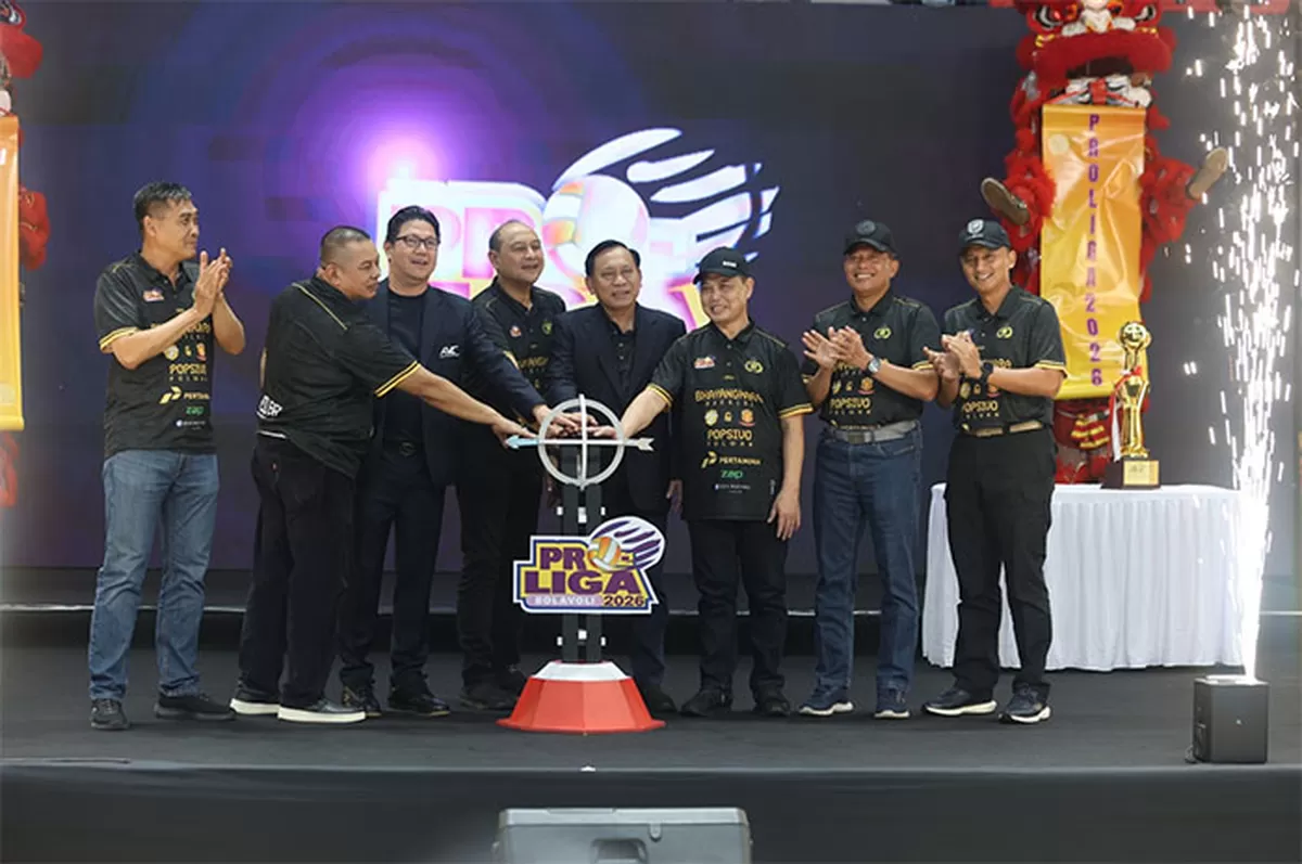 Opening ceremony Proliga 2026 di GOR Terpadu A. Yani di Pontianak, sekaligus awal kompetisi babalk reguler Seri Pontianak mulai 8 hingga 11 Januari 2026. (Dok. situs resmi Proliga 2026)