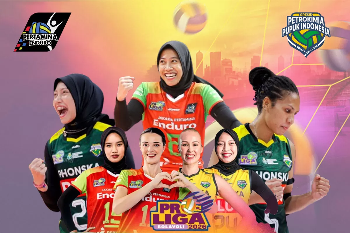 Prediksi Proliga 2026 menyoroti laga Jakarta Pertamina Enduro vs Gresik Phonska Plus Pupuk Indonesia, Megawati dan Bytsenko disorot. (Instagram/Petrovoli - jpevolley - Moji Sports)