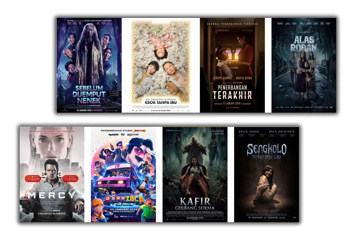 Jadwal Film Bioskop Tasikmalaya dengan pilihan horor, drama, hingga film keluarga di Tasik XXI Plaza Asia dan Transmart Tasikmalaya XXI hari ini, Minggu, 25 Januari 2026.   (Kolase Cinema21)
