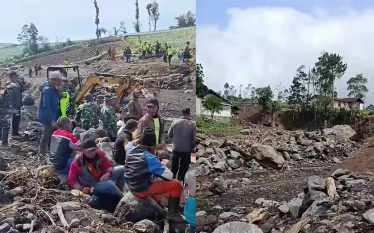 Gotong Royong dilakukan pasca Banjir Bandang Purbalingga untuk membuka akses Dusun Terisolir di wilayah lereng Gunung Slamet. (Instagram/purbalingga.hitz)