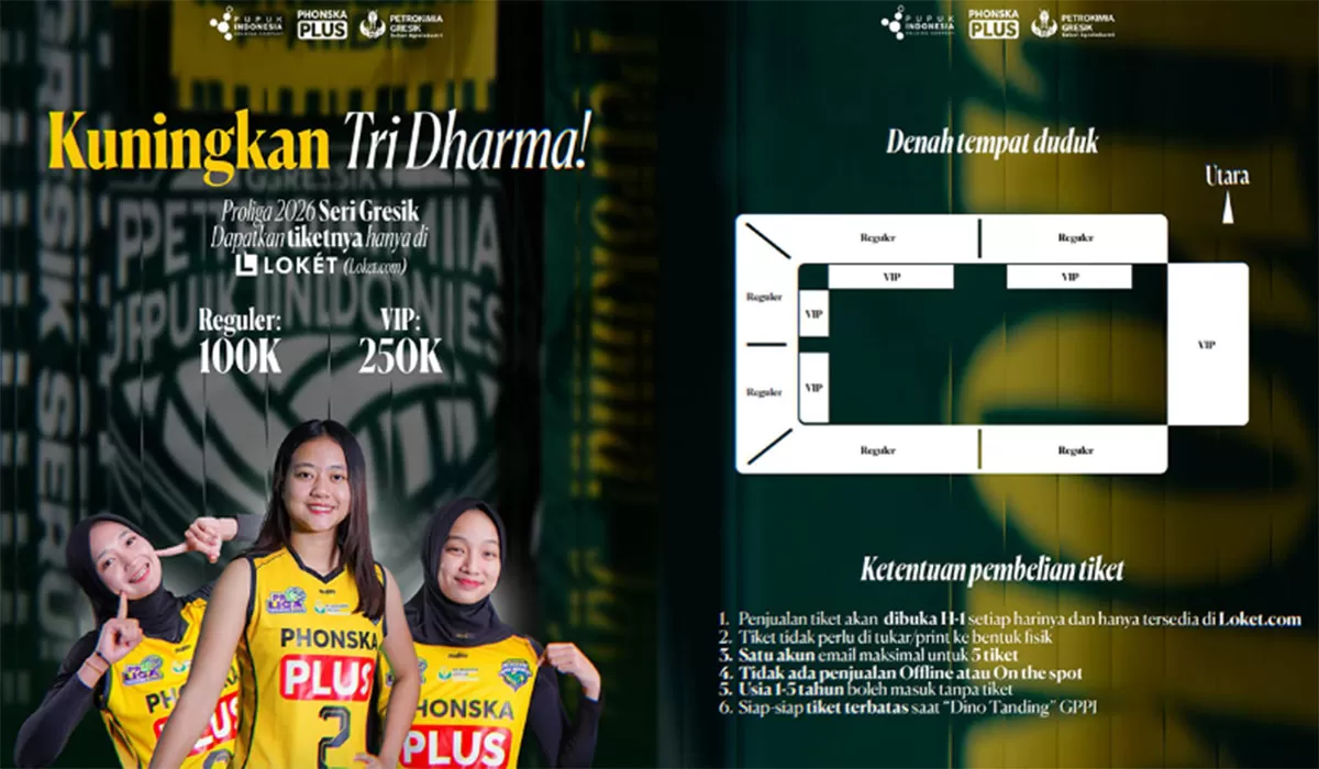 Seri Gresik menjadi penentu di Proliga 2026. Berikut Cara Beli Tiket Proliga 2026 secara resmi dan jadwal pertandingan di Gresik. (Instagram/petrovoli)
