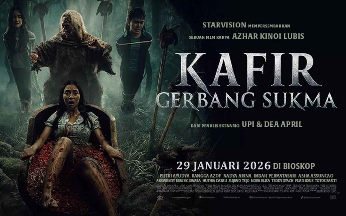 Jadwal film Bioskop Tasik XXI Plaza Asia hari ini Kamis 29 Januari 2026, Kafir: Gerbang Sukma resmi tayang perdana bersama deretan film lainnya. (Dok. Cinema21)