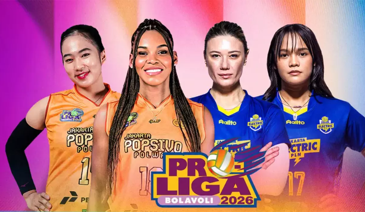 Proliga 2026 Putri hari ini, Jumat, 30 Januari 2026, di Gresik menyajikan duel Popsivo Polwan vs Electric PLN Mobile dan Medan Falcons vs Jakarta Pertamina Enduro yang diperkuat Megawati Hangestri. (Dok. Moji TV)