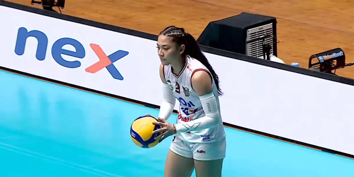 Adjani Zahra yang bermain untuk Medan Falcons kesulitan menahan tekanan Jakarta Pertamina Enduro di Proliga 2026. Megawati Hangestri memimpin kemenangan pada Jumat (30/1/2026). (Tangkapan layar Moji TV)