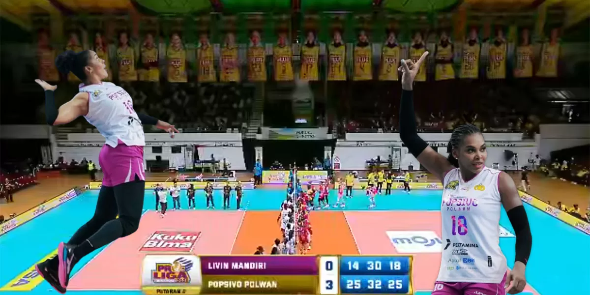 Proliga 2026 Seri Gresik mempertemukan Jakarta Popsivo Polwan dan Jakarta Livin Mandiri dalam laga sengit berakhir tiga set langsung, duo Dominika Bethania De La Cruz dan Yonkaira Pena jadi sorotan. (Arsyaputra)