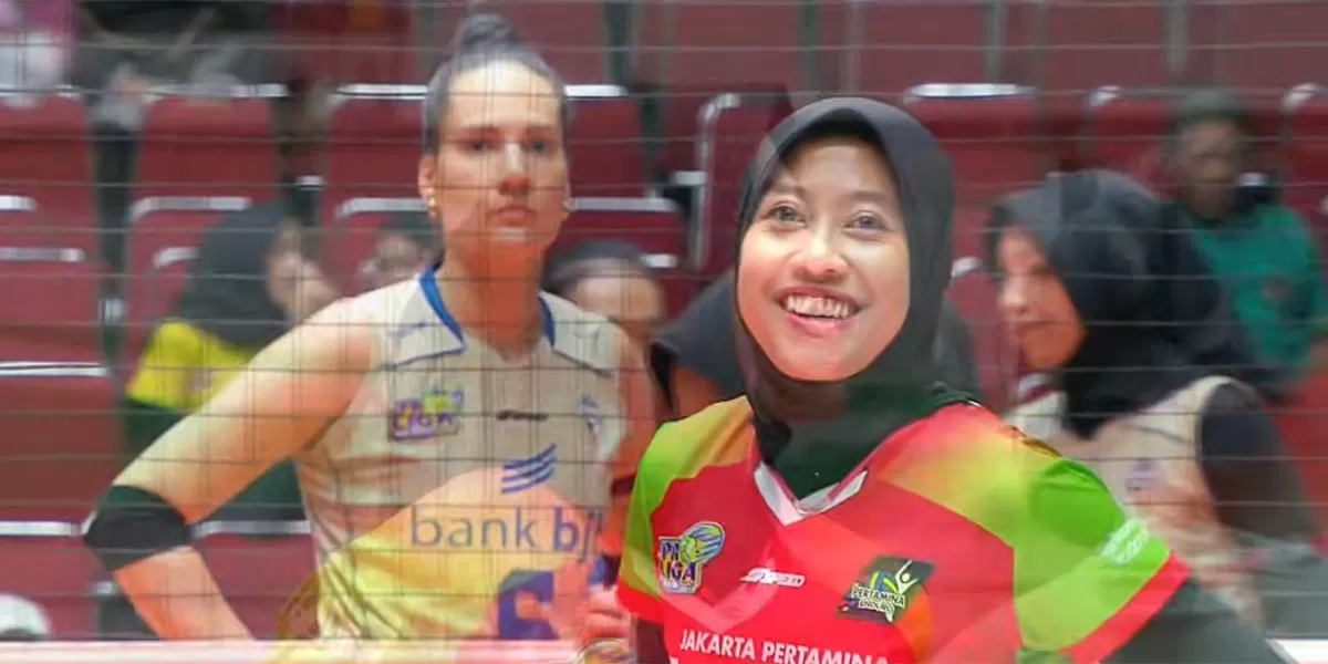 Hasil Proliga 2026 putri, Jakarta Pertamina Enduro mengalahkan Bandung BJB Tandamata di Seri Gresik dan menguatkan posisi klasemen sementara. (Tangkapan layar Moji TV)