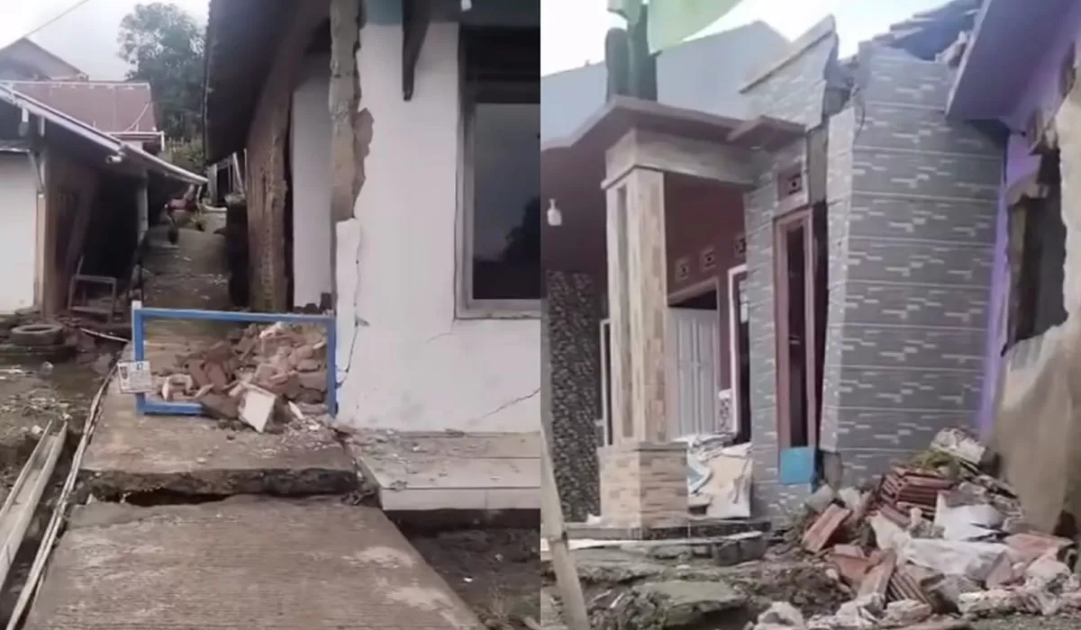Tanah Bergerak Jatinegara Tegal membuat ribuan warga mengungsi. Retakan tanah melebar, rumah rusak, relokasi dijanjikan pemerintah.  &nbsp;     (Instagram/tegalhariini_)