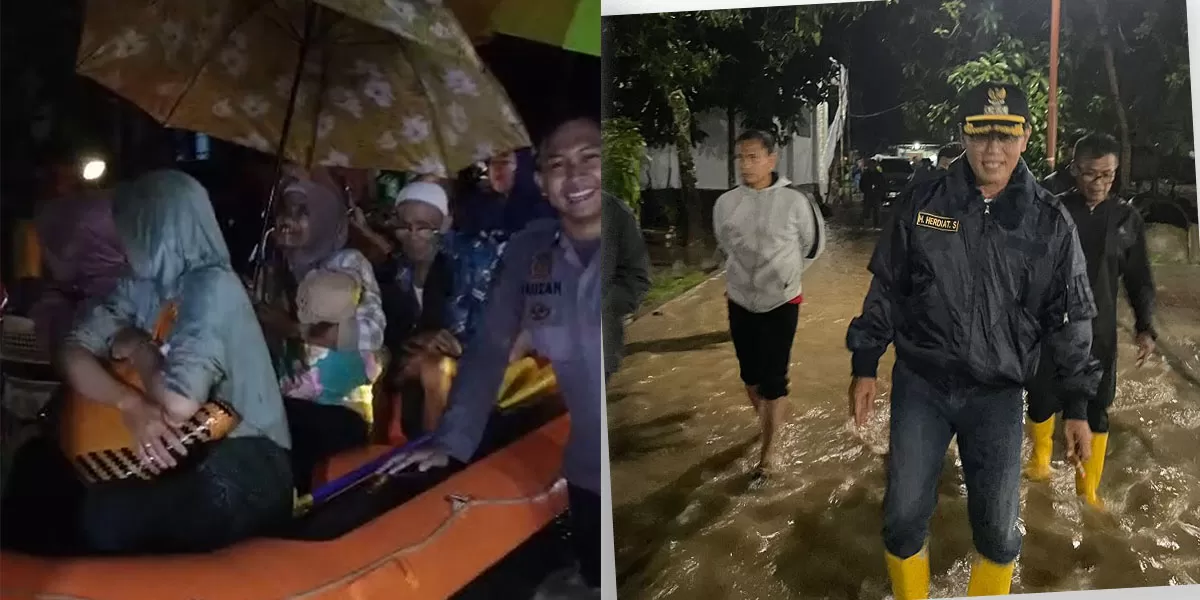 Bupati Ciamis Herdiat Sunarya hadir di lokasi banjir Ciamis untuk memastikan penanganan darurat dan perbaikan Sungai Citalahab berjalan cepat, Senin, 9 Februari 2026, malam WIB. (Dok. Kominfo Ciamis)