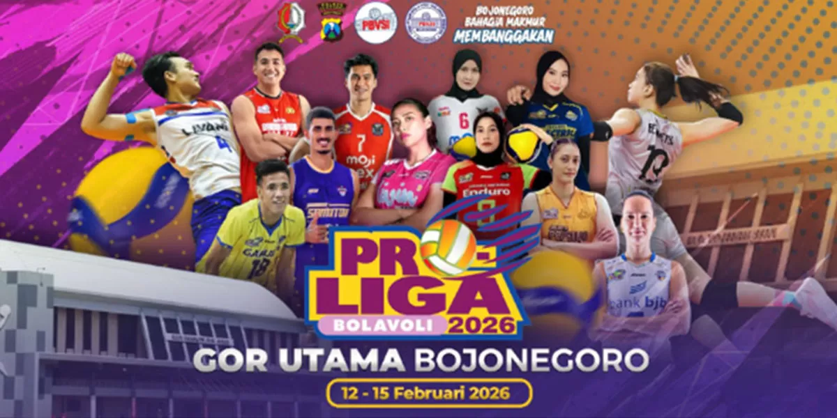 Proliga 2026 seri Bojonegoro digelar 12-15 Februari. Cek cara beli tiket resmi, jadwal pertandingan serta syarat dan ketentuan masuk venue.   (Dok. Artatix)
