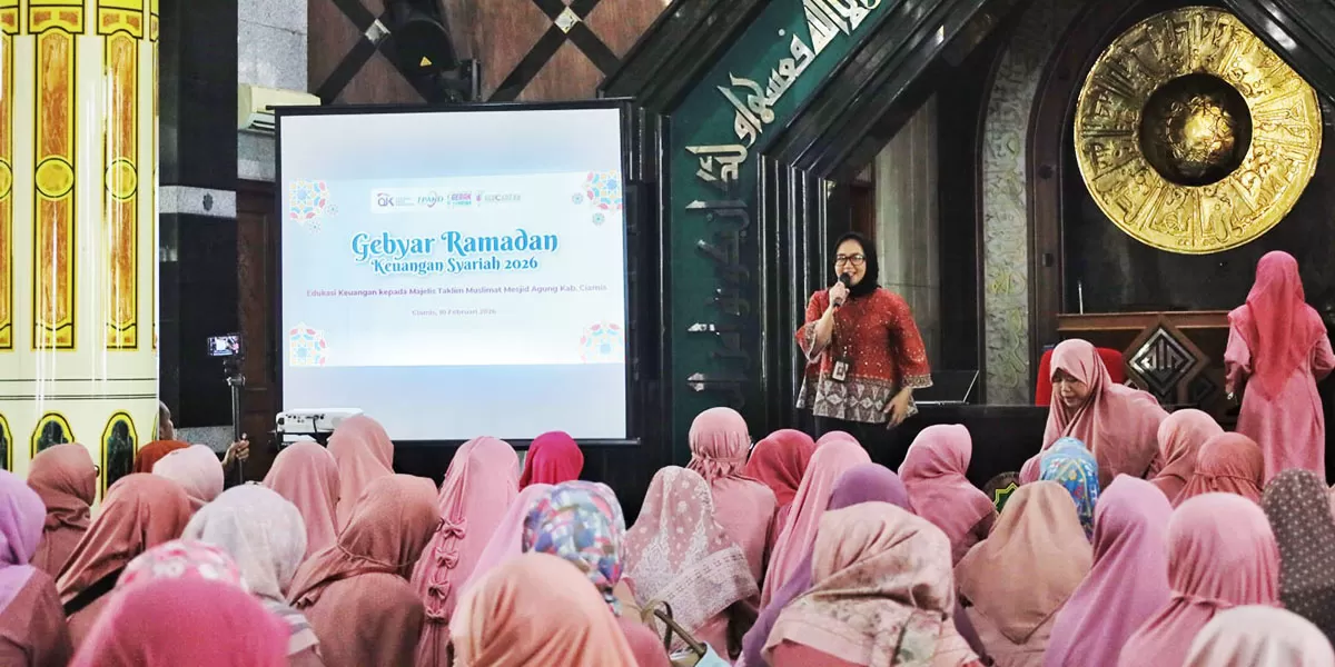 Ribuan Majelis Taklim Ciamis hadir dalam GERAKS Syariah OJK Tasikmalaya guna dorong literasi keuangan syariah,&nbsp;Selasa 10 Februari 2026. (Dok. OJK Tasikmalaya)