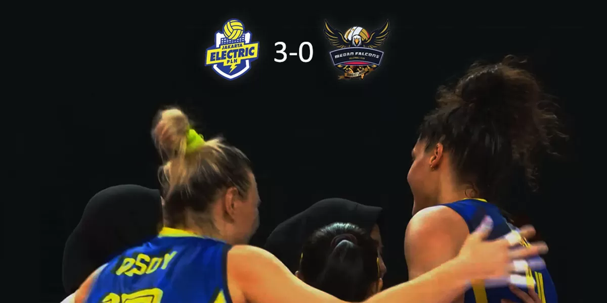 Proliga 2026: Jakarta Electric PLN menang 3-0 atas Medan Falcons di GOR Utama Bojonegoro,&nbsp;Jawa Timur, hari ini, Kamis 12 Februari 2026. (Arsyaputra)