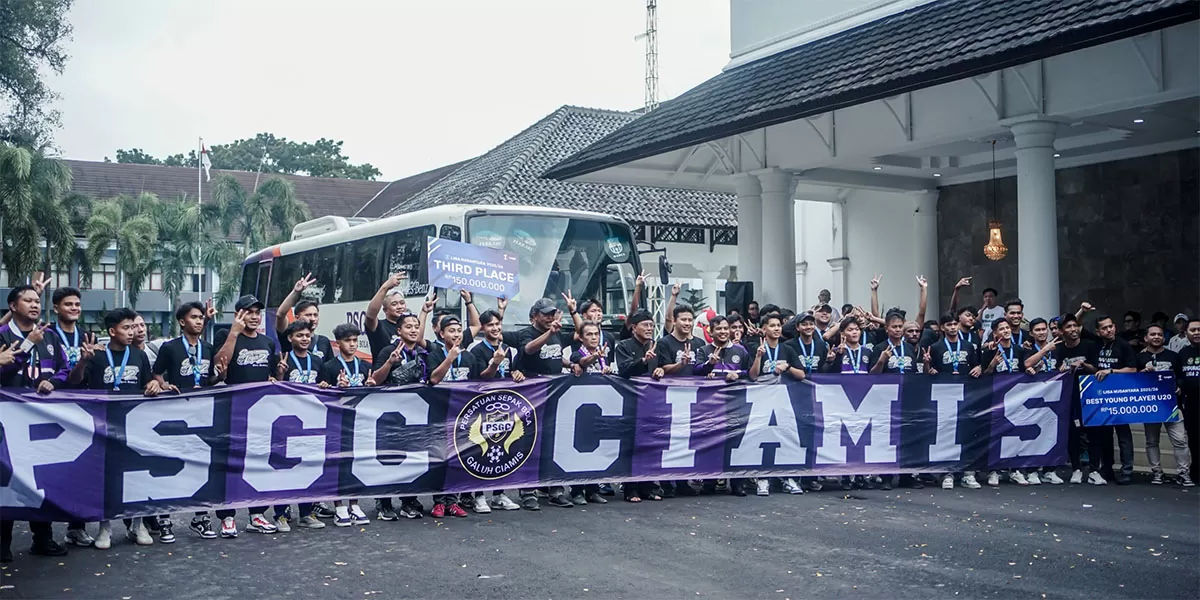 Ribuan warga sambut kepulangan PSGC di Kabuoaten Ciamis, rayakan kemenangan 4-2 atas Persiba Bantul dan tiket ke Liga 2 Indonesia. (Dok. Prokopim Ciamis)