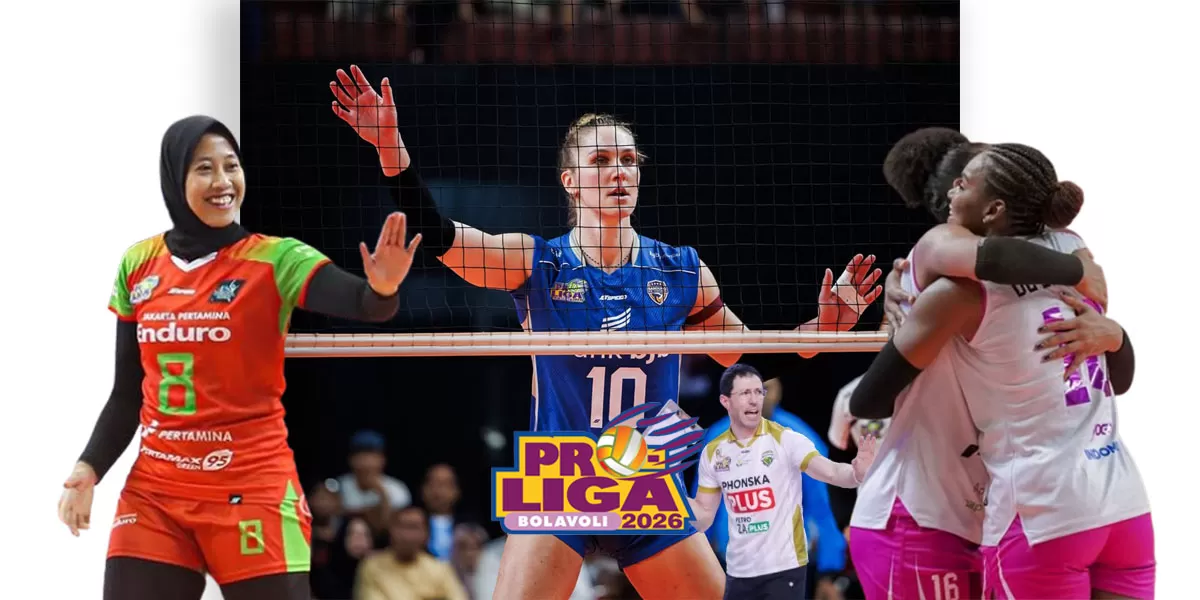 Empat tim papan atas Proliga 2026 Putri bersaing di seri Bojonegoro memperebutkan tiket Final Four, dengan duel Pertamina Enduro vs Popsivo Polwan sebagai laga kunci. (Arsyaputra)