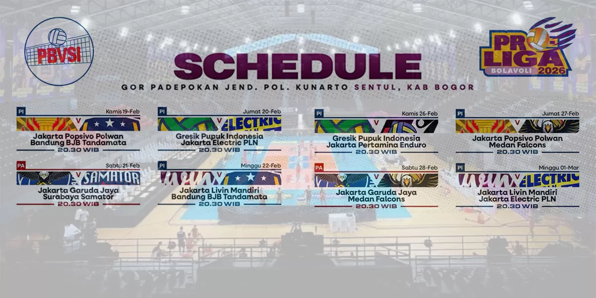 Catat jadwal pertandingan Proliga 2026 seri Bogor dan cek cara beli tiket Proliga 2026 seri Bogor. (Dok. PBVSI)