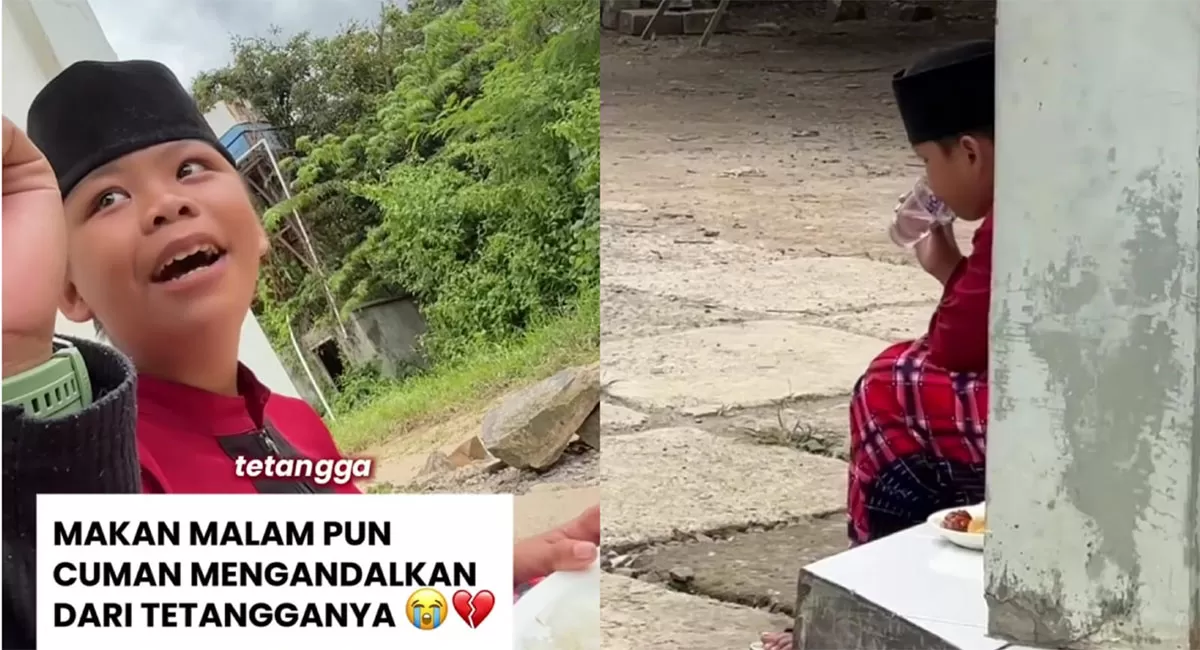 Viral bocah Majalaya bawa makanan dari masjid untuk nenek di Bandung, kisah haru ini banjir doa dan simpati.  (Instagram/masjidpemudaalhamra)