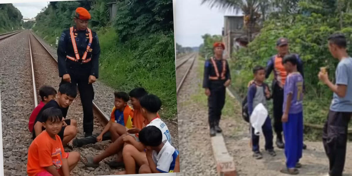 Petugas mengimbau masyarakat, khususnya anak-anak, agar tidak beraktivitas di jalur rel kereta api selama bulan Ramadan, terutama pada waktu rawan seperti setelah sahur dan menjelang berbuka puasa. (Dok. Asep M.S)